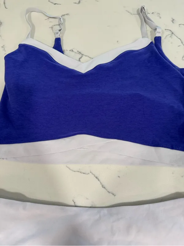 Beyond Yoga Purple and White Sports Bralette with Matching Skirt Set - Image 3
