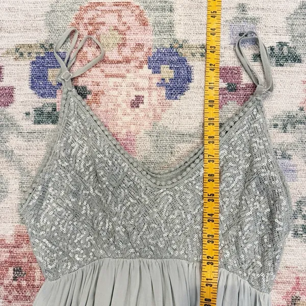 Scandal Italy Sage Green Sequin Midi Dress Medium Fairy Ethereal Empire‎ Waist - Image 6