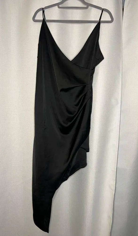 Cotton Candy LA Black Satin Asymmetrical Dress Large - Image 9