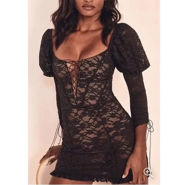 For Love and Lemons Black Violetta Lace Dress Black Size M - Image 2