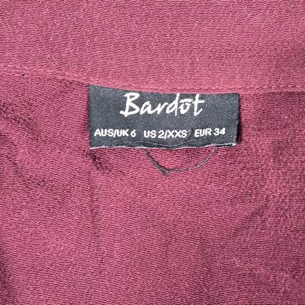 Bardot Maxi Dress Burgundy Sleeveless Button Front‎ Collared Viscose Size 2 - Image 3