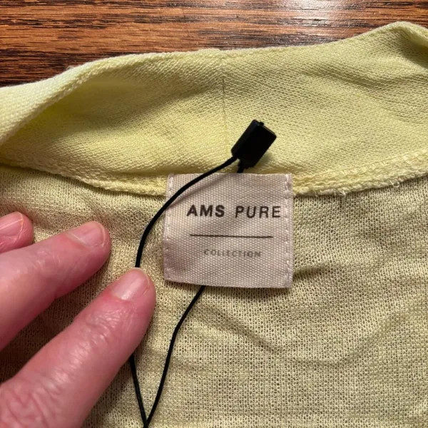 AMS Pure Flowy Open Cardigan Lemon Women's Size‎ L Boho, Peasant NWT - Image 3