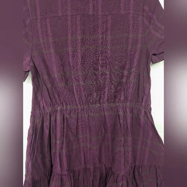 new Free people purple checkered mini dress short sleeve plaid printed Sz XS 2-4 - Image 6