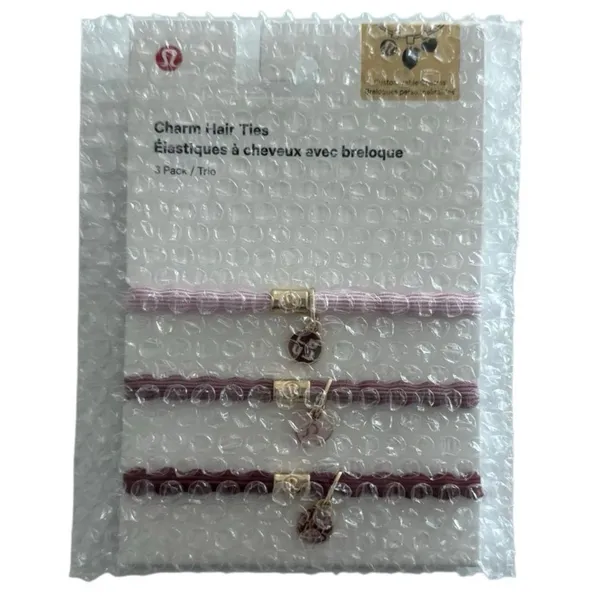 Lululemon Charm Hair Ties 3 Pack Blissful Pink/Red Clay/Rockwood/Gold - Image 4