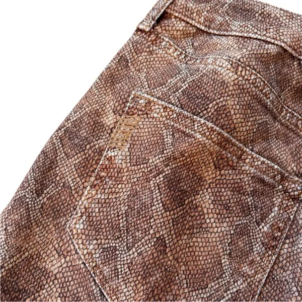 EUC PAIGE Aideen Raw Hem Denim Skirt Bronze Viper Print Size 25 Retail @ $128.00 - Image 9