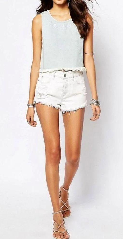 NEW Somedays Lovin' Moku Denim Crop Top Distressed - Image 6