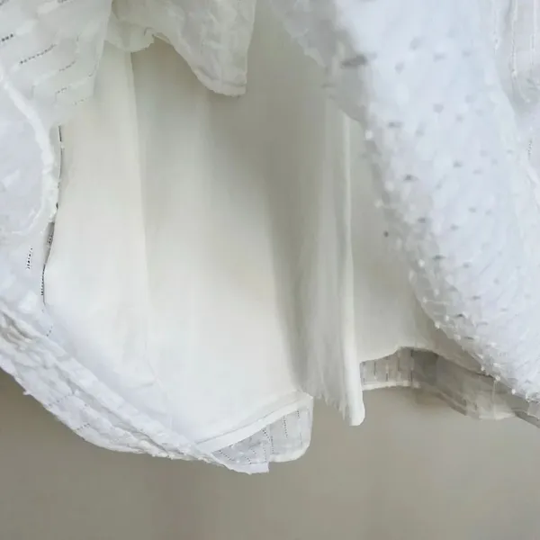 366. Roan + Ryan mini white raglan puff sleeves dress tiered with pockets XS - Image 6