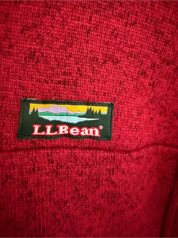 L.L.Bean Sweater Fleece Pullover Snap Neck Burgundy Heather Women’s M - Image 2