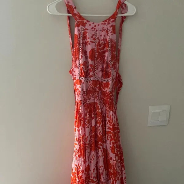 Anthropologie NWT Abel The Label ATL Rumi Candy Florals‎ Maxi Dress Halter Pink Orange S - Image 11