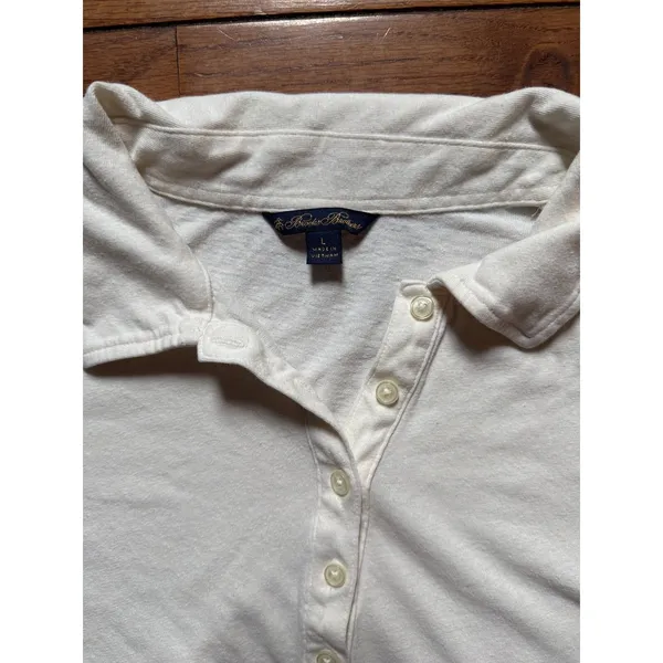 Brooks Brothers Golf Polo White Cotton Jersey Short Sleeve Knit Preppy Casual - Image 3