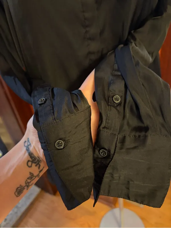 Old Navy Black Satin-like Button up Shirt - Image 4