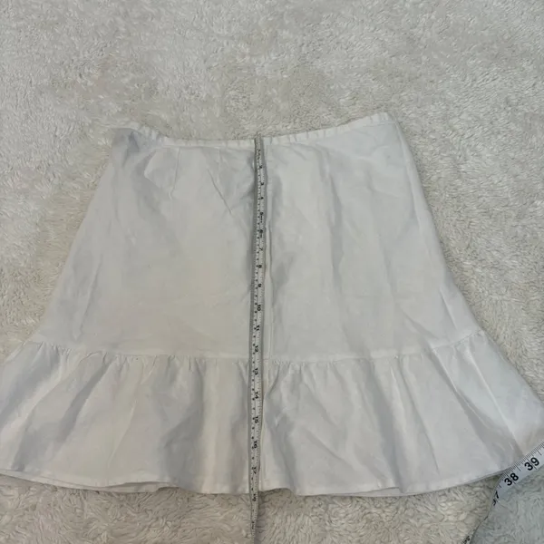 Mossimo Womens Linen Ruffle Hem Mini White Skirt 10 Boho Costal Summer Resort - Image 4
