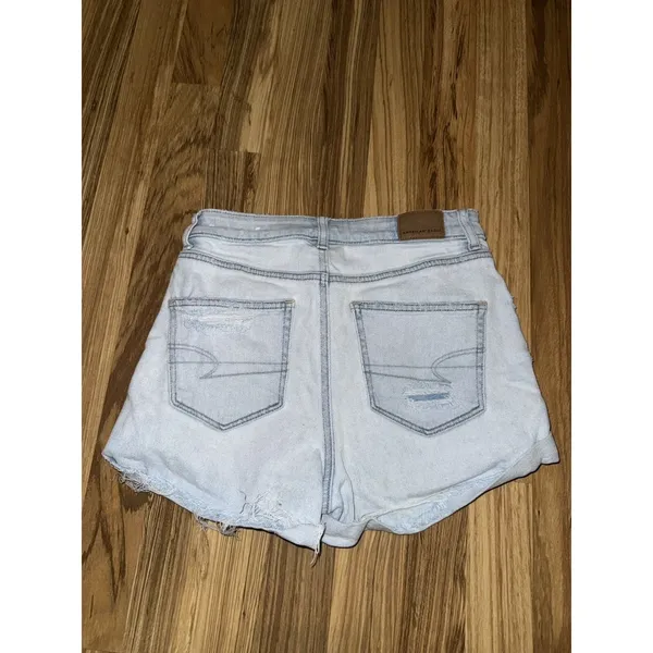 American‎ Eagle Mom Shorts Women's Sz 4 Distressed Stretch Light Wash 2020 - Image 6