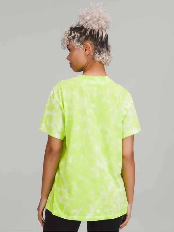 Lululemon All Yours Cotton T-Shirt Size 8/M Marmoleado Tie Dye Eccentric Lime - Image 4