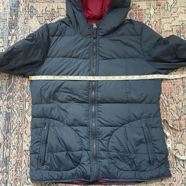 Fat Face Lightweight Puffer Coat Down Jacket Navy Burgundy Size Medium - Image 5