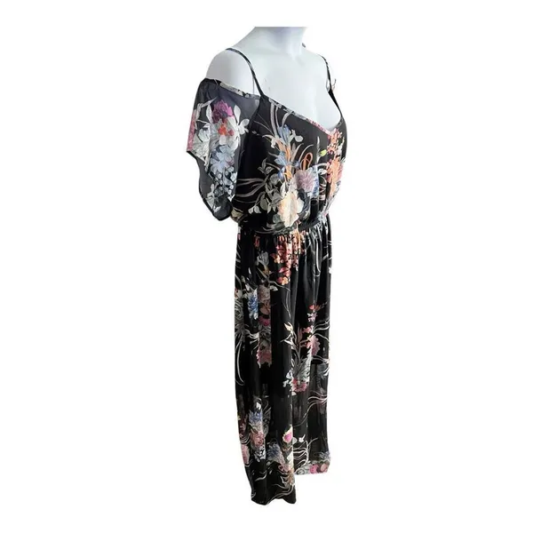 City Chic Black Floral Maxi Dress Size XL/22 Cold Shoulder Summer - Image 6