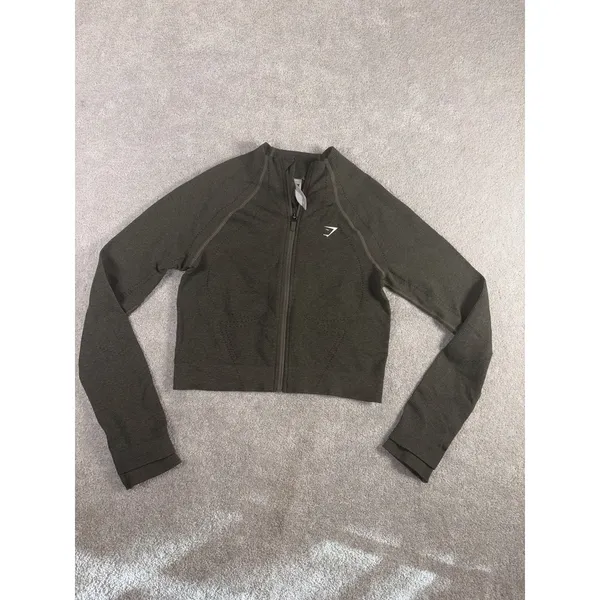 gymshark vital seamless warm jacket Medium Green - Image 2