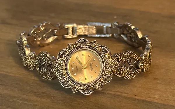 Vintage Regency Marcasite Filigree Band Watch - Image 8