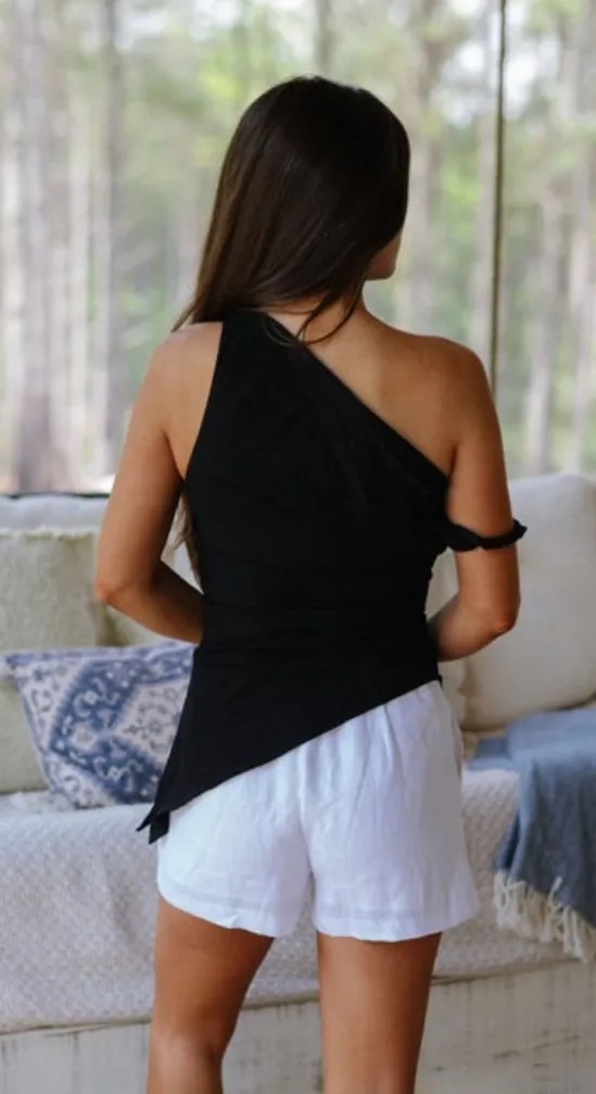 These Three Boutique Asymmetrical top black - Image 5