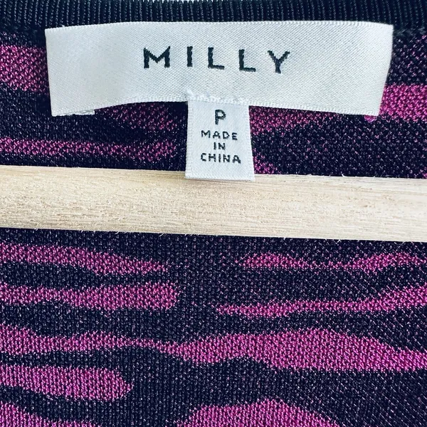 Milly Top Sz S Zebra Print Knit Pink And Black Stretchy - Image 3