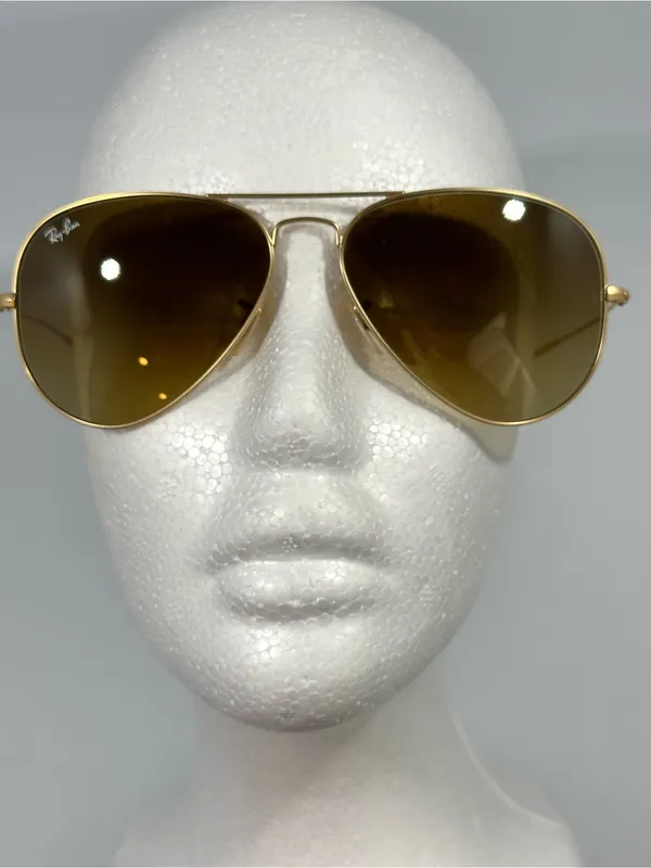 Ray-Ban RB3025 Aviator Large Metal Unisex Matte Gold Sunglasses Brown Gradient - Image 2