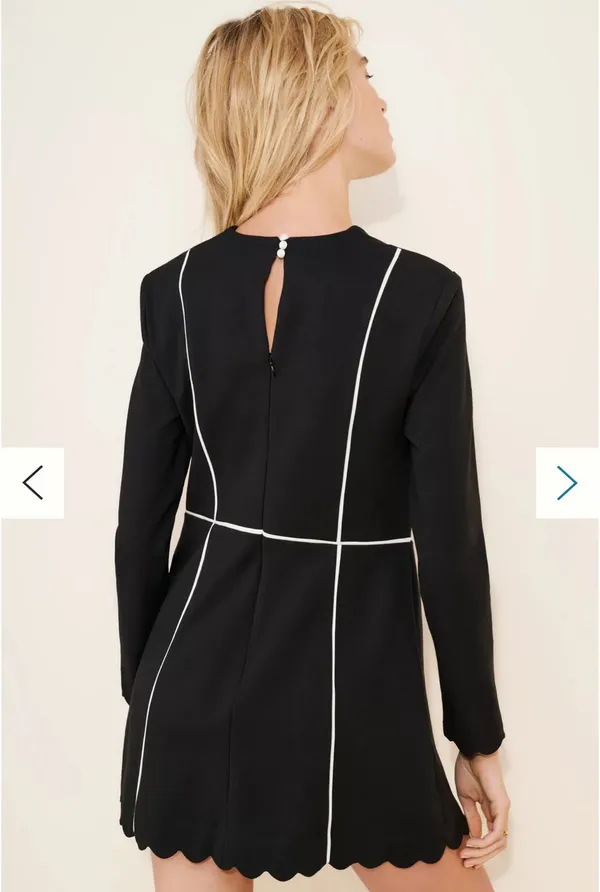 Maeve Square-Neck Scalloped Hem Long-Sleeve Mini Dress - Image 2