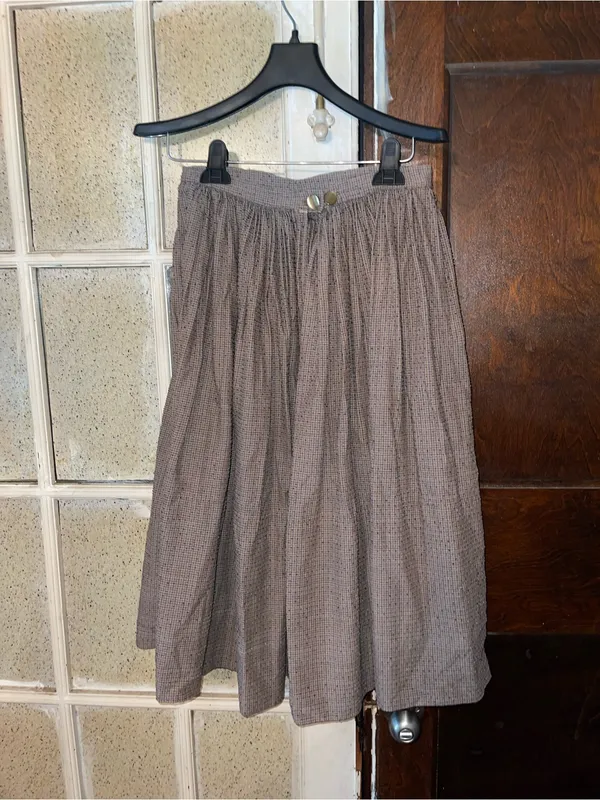 Vintage Women's Brown Textured A-Line Skirt - Image 2