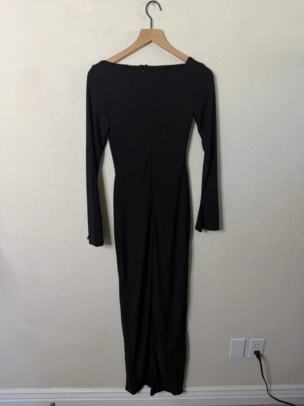 NWT Club L London‎ COSMOS Black Asymmetric Long Sleeve Split Maxi Dress Size 4 - Image 10