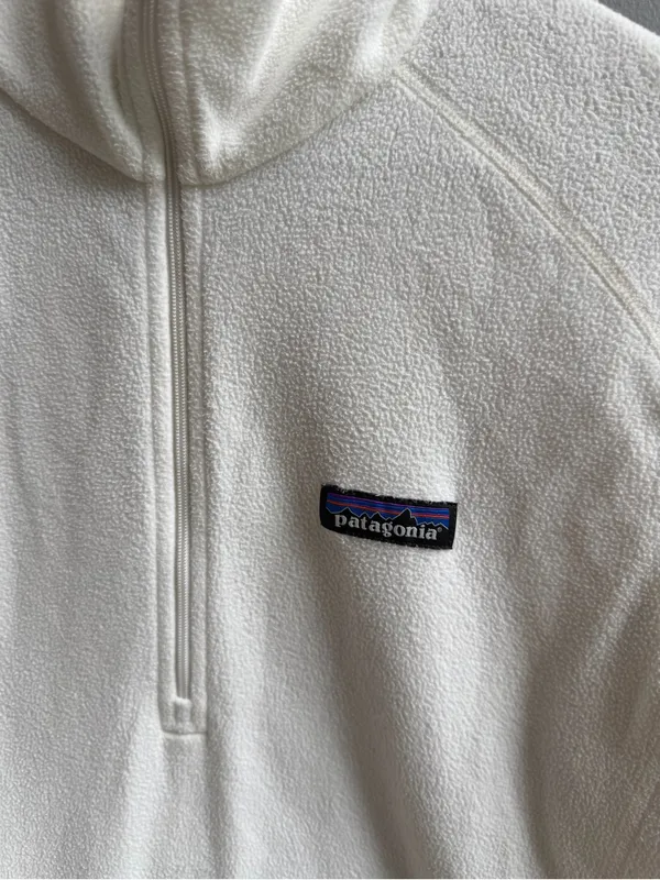 Patagonia Micro D 1/4 Zip Fleece Pullover in Birch Off White Size Medium - Image 3