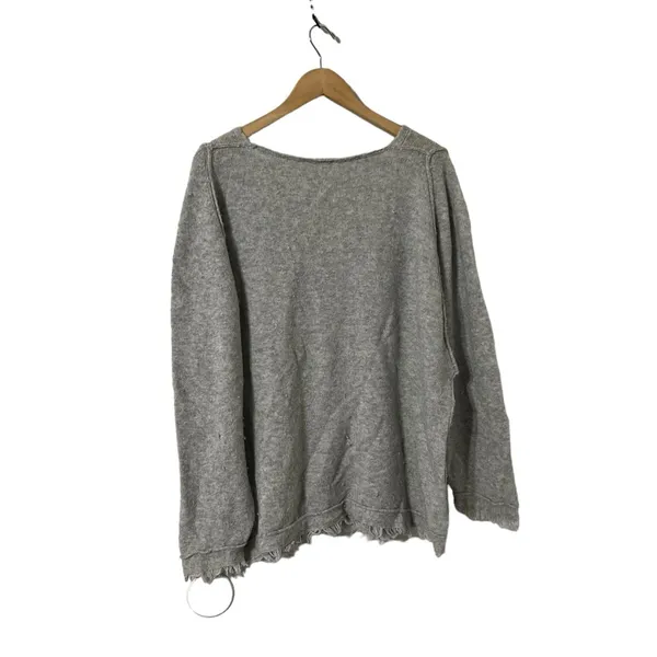 FREE PEOPLE Irresistible Gray Wool Fringe Sweater Pullover Top - Image 9