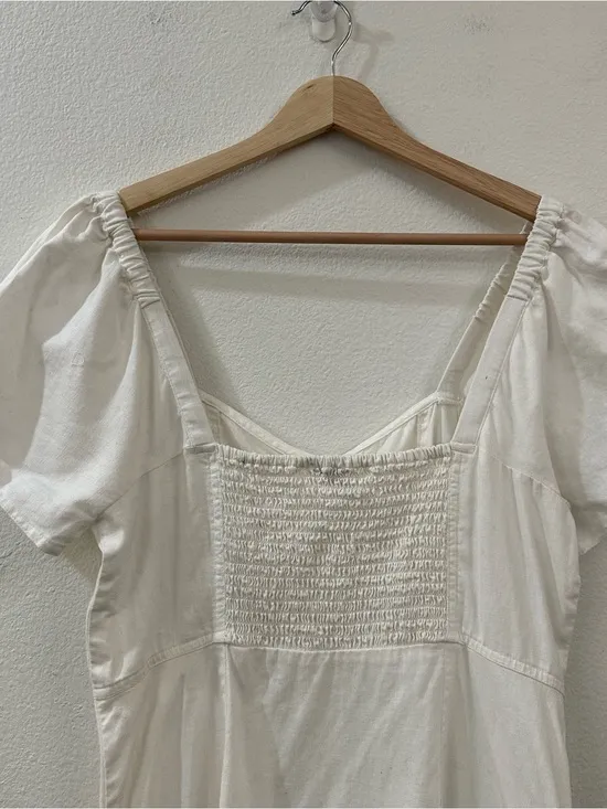 Madewell Linen-Cotton Puff-Sleeve Mini Dress in‎ Lighthouse Size 6 - Image 10