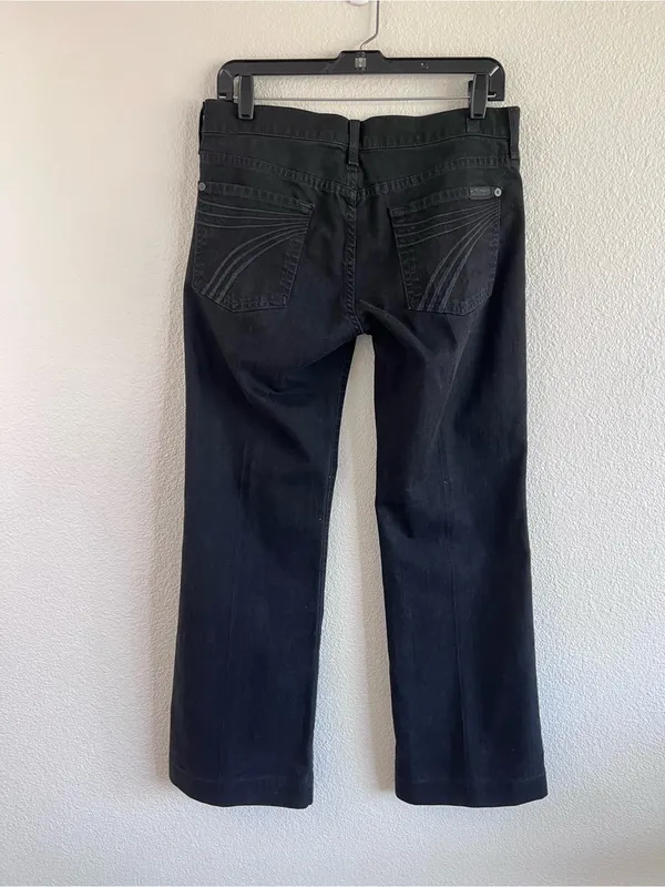 7 For All Mankind Women's Dojos Flare Leg Mid Rise Black Stretch Zip Fly - Image 3