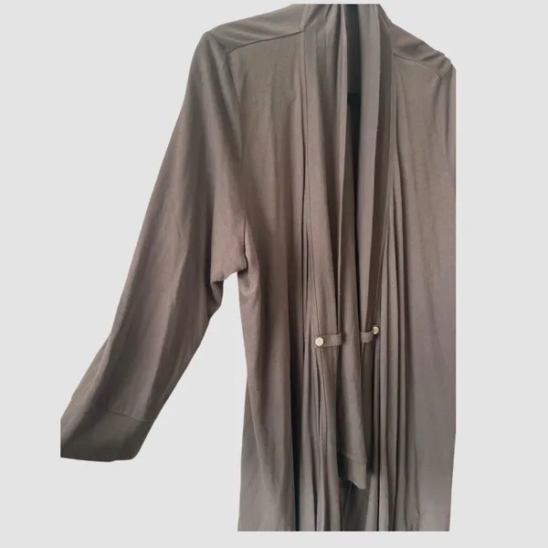 Liz Claiborne Womens Brown 3/4 Sleeve Asymmetrical Open Front Cardigan X-Large - Image 2