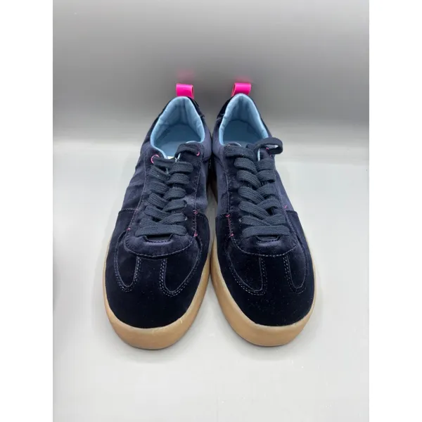 Steve Madden Tucker Navy Sneakers‎ 9 Velour Casual Gum Sole Pink Accents - Image 2