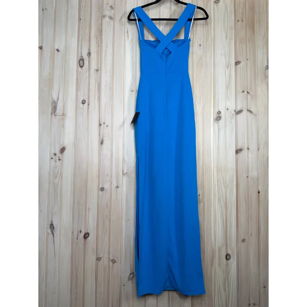 NWT Lulus Glamorous Dedication Blue Sleeveless Column Maxi Dress Wedding Size L - Image 4