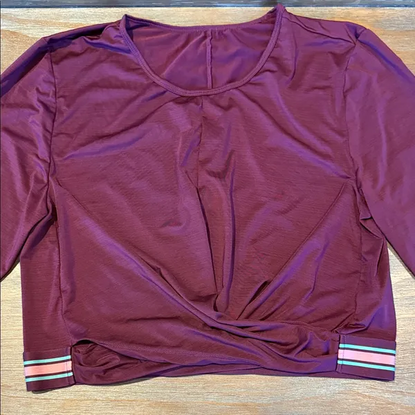 Fabletics‎ Women's Long Sleeve Purple Front Twist Cropped Athletic Top Size XXL - Image 3