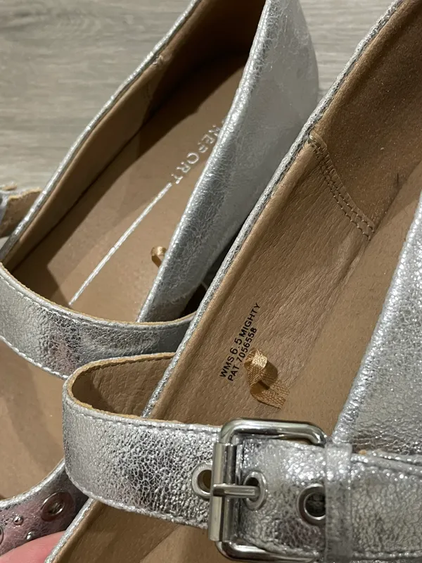 Silver Metallic Mary Jane Ballet Flats Size 6.5 - Image 5