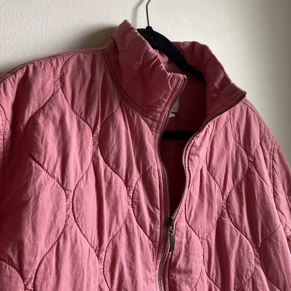 Lucky Brand Cotton Quilted Zip Front Jacket (Sz L) Pink - Image 4
