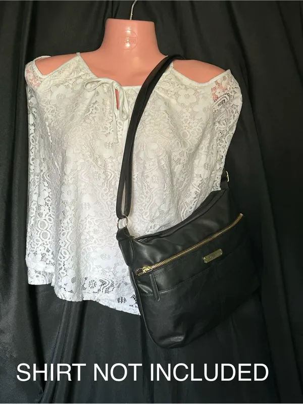 Rosetti Black Leather Shoulder Bag with Gold Hardware - Image 11