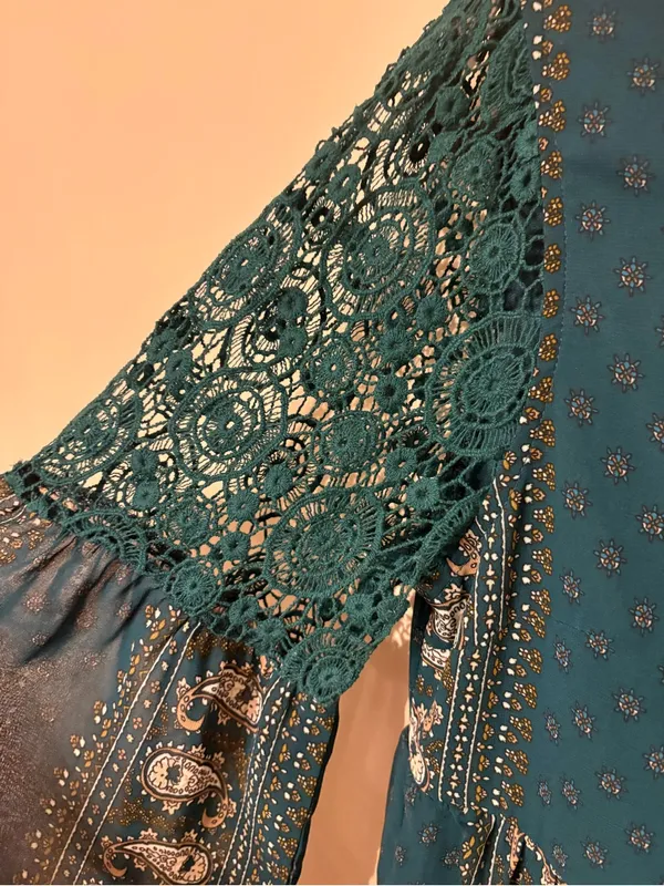 entro Teal Floral Boho Babydoll Mini Dress - Image 4