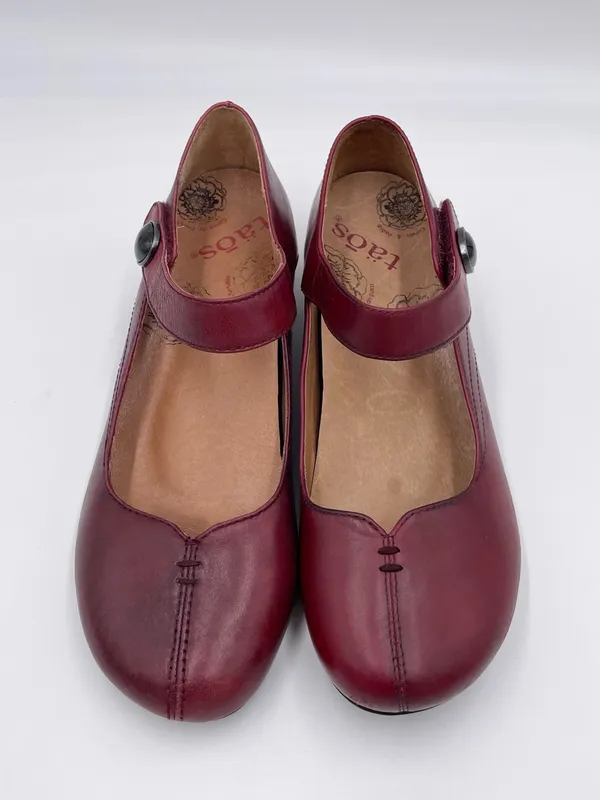 Taos Samba Mary Jane Shoes Women's Size 7 Deep Burgundy Red Low Heel Closed Toe - Image 4