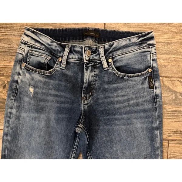 Silver Jeans Co Suki Slim Boot Medium Wash Distressed Jeans 29x33 HEMMED 27.5"‎ - Image 6