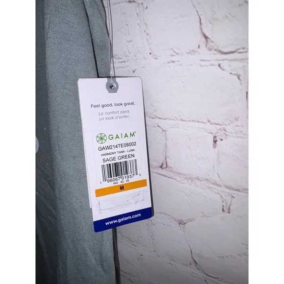 NEW Gaiam Harmony Tank Luna Sage Green Moon Phase Graphic Yoga Top Size M - Image 7