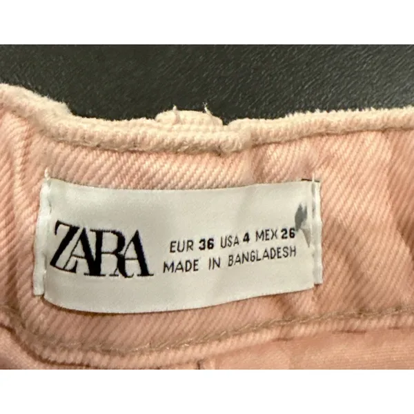 Zara Womens Size 4 Pink Mid‎ Rise Button Fly Denim Jean Shorts Boho Festival - Image 3