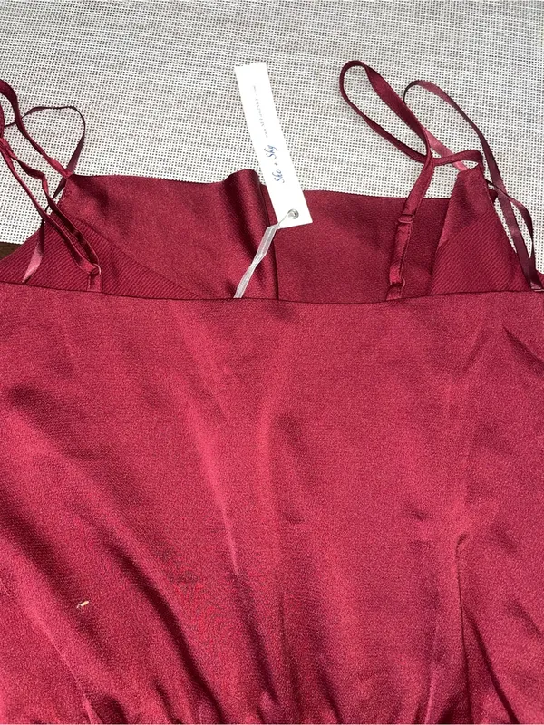 Womens Burgundy Satin Bodysuit Medium NWT Spaghetti Strap Dressy Top - Image 2