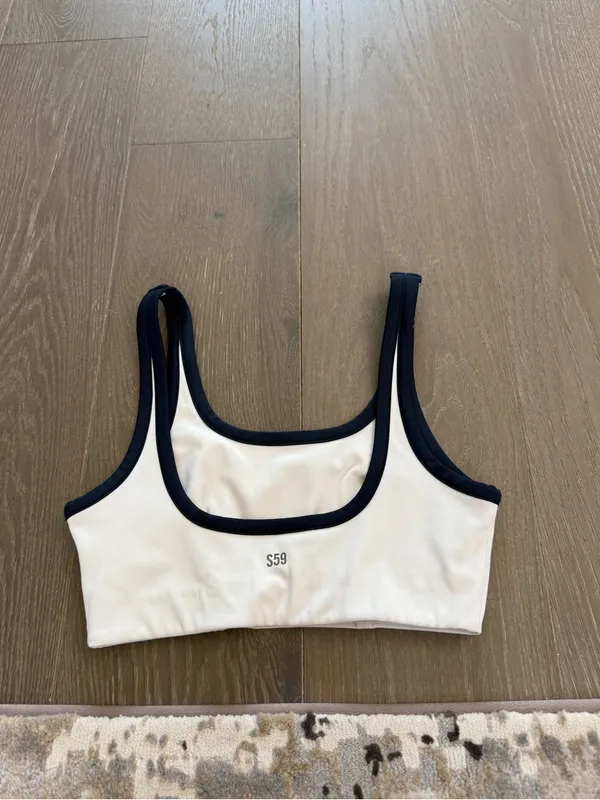 Splits59 White & Navy Blue Sports Bra - Image 2