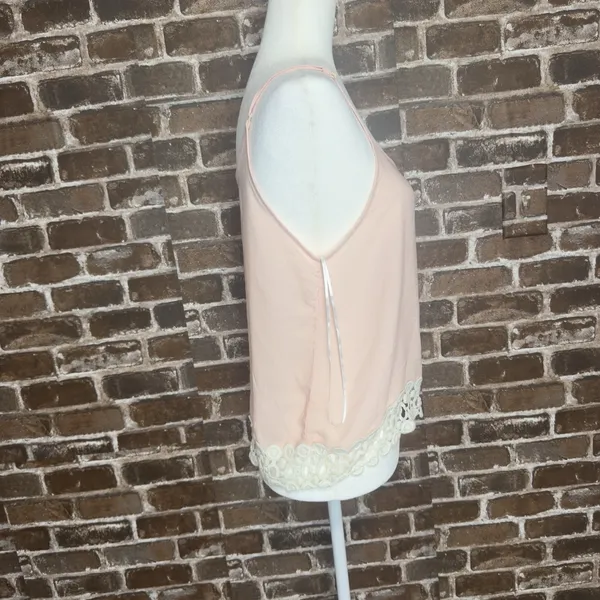 Liberty Love Spaghetti Tank Top Women’s Medium Pink White Lace 100% Polyester - Image 5
