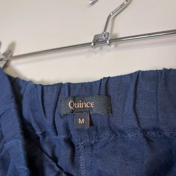 Quince European Linen Tapered Pull On Ankle Pants Navy Blue M - Image 5