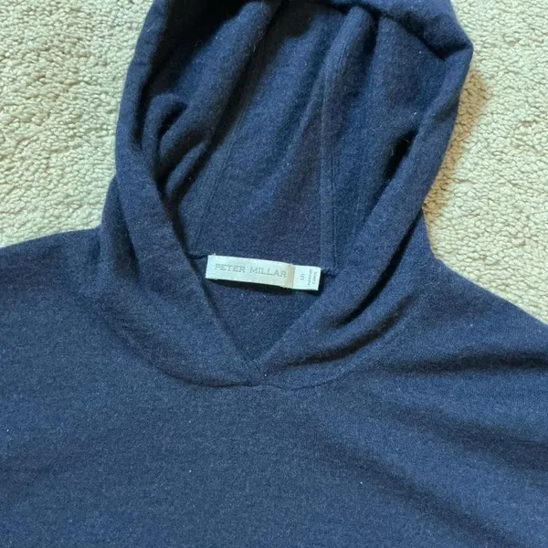 Peter Millar Navy Merino Wool Blend Hoodie Sweater‎ Size S - Image 5