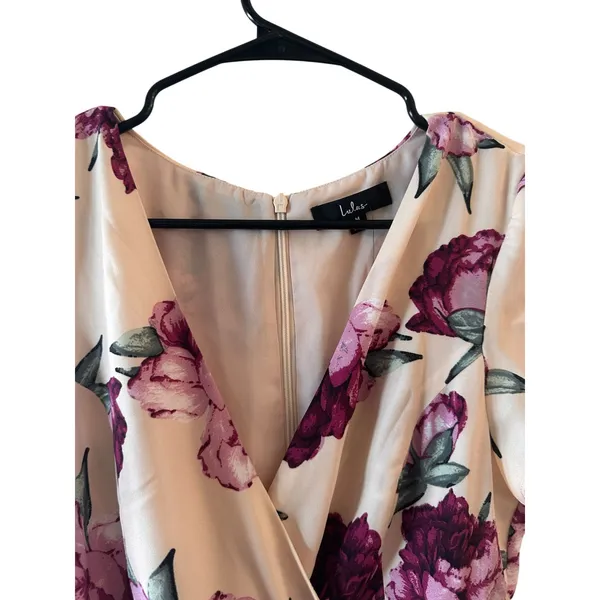 Lulus Pink Purple Floral High-Low Wrap Maxi Dress Women Sz M - Image 10